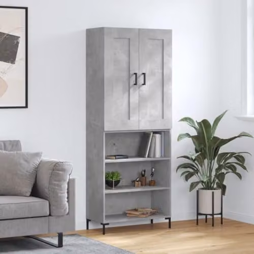 vidaXL Industrial Style Highboard Sideboard in Concrete Grey with Metal Feet, W/D/H: 180 x 41 x 69.5 cm – 2