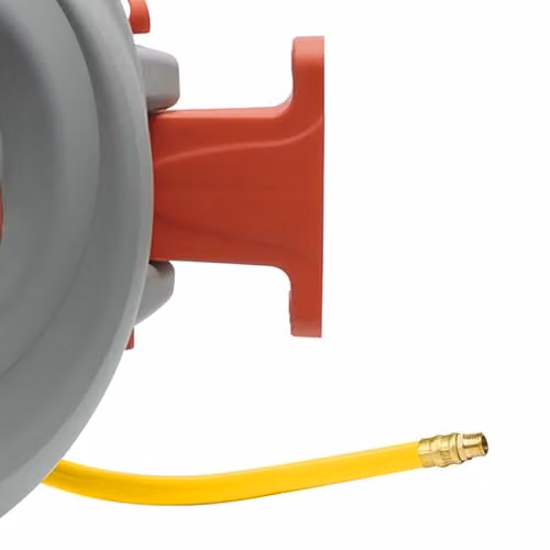 SIP 15m Retractable Air Hose Reel, 300psi Wall Mounted Compressor Hose with Coupler and Bracket, Yellow and Grey – 3