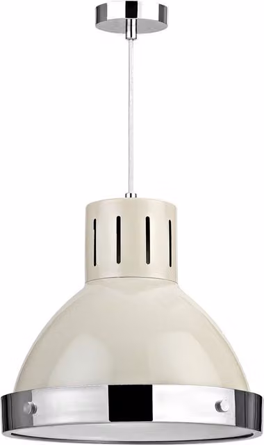 Interiors by Premier White Ceramic Bell Shaped Dome Pendant Light with Chrome Details