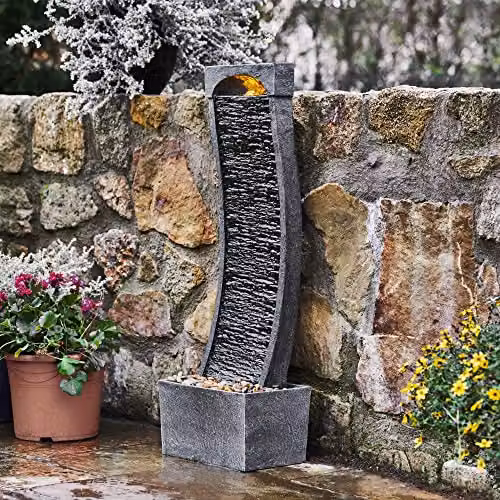 Teamson Home Grey Modern Cascade Water Feature with LED Lights and Pump – 2