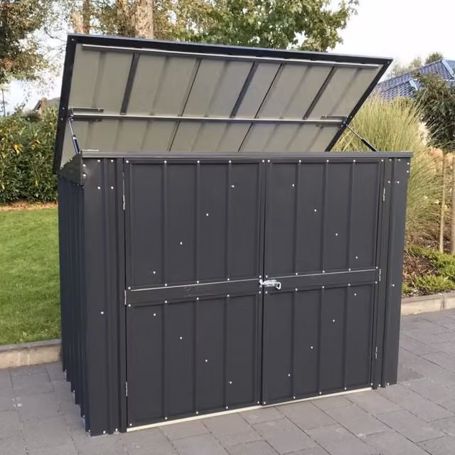 Globel Double Metal Bin Store in Matt Grey