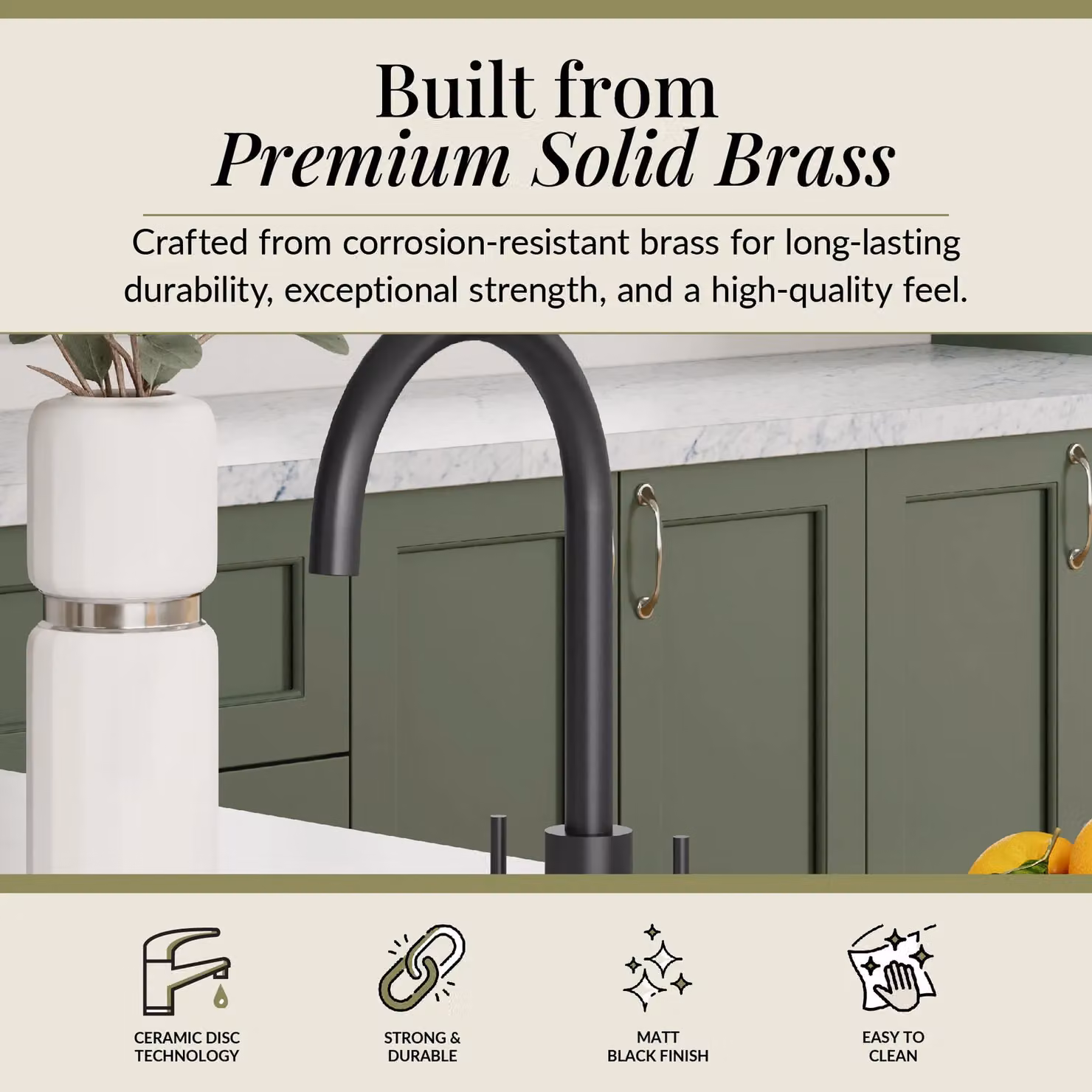 Balterley Lacerta Kitchen Mono Mixer Tap with High Curved Swivel Spout and Dual Lever, Matt Black – 2