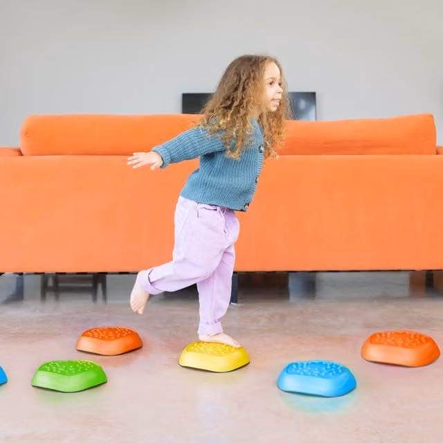 Toyrific 8-Pack Multicoloured Rubber Stepping Stones Balancing Sensory Game