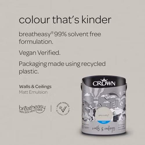 Crown Breatheasy Matt Emulsion Paint Grey 5L – 3