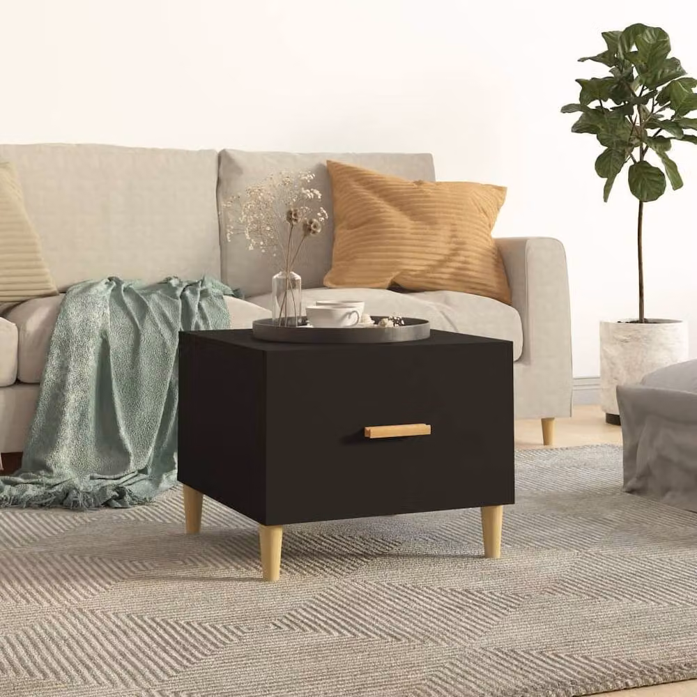Berkfield Home Set of 2 Black Square Coffee Tables in Engineered Wood, W/D/H: 50 x 50 x 40 cm – 2