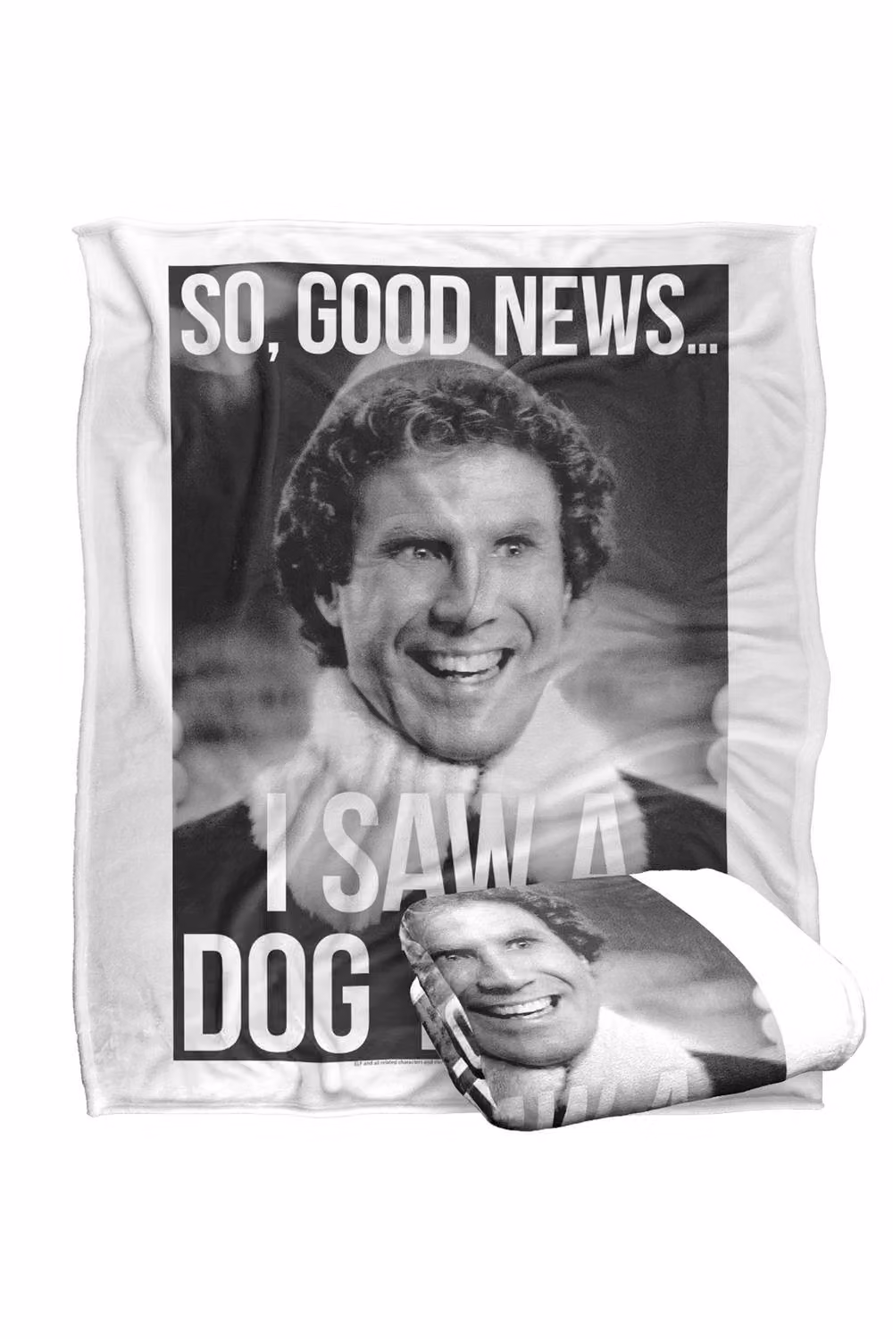 Warner Bros. Elf Saw A Dog Today Super Soft Fluffy Polyester Throw Blanket, Multicolour and White, Large – 2