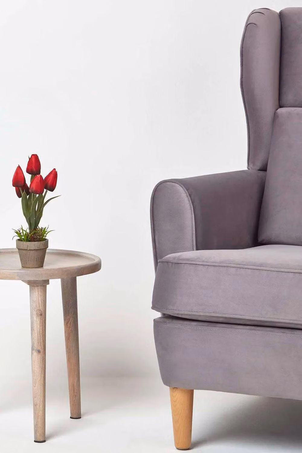 Homescapes Red Artificial Tulips in a Grey Decorative Stone Pot, Height: 27 cm – 3