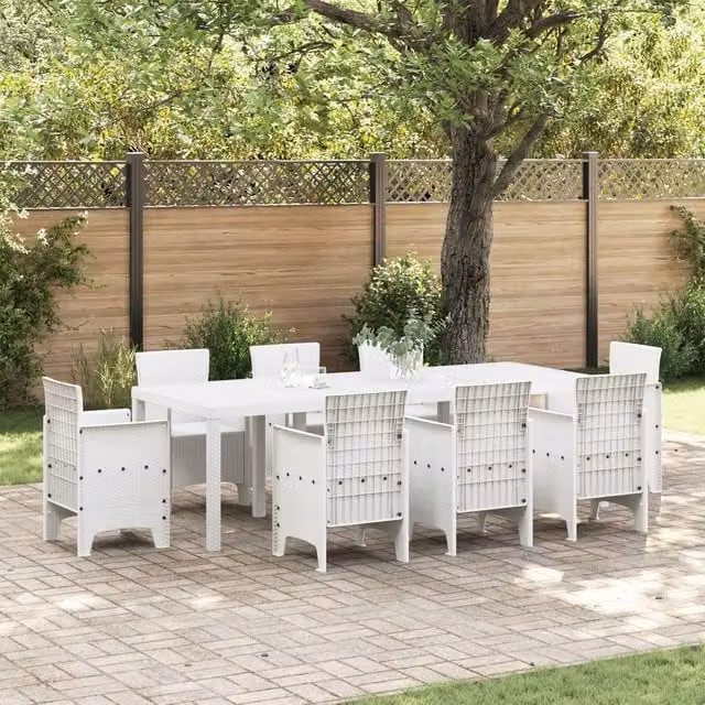 Berkfield Home Extendable White Poly Rattan Garden Table, W: 250 cm, D: 100 cm, H: 73 cm