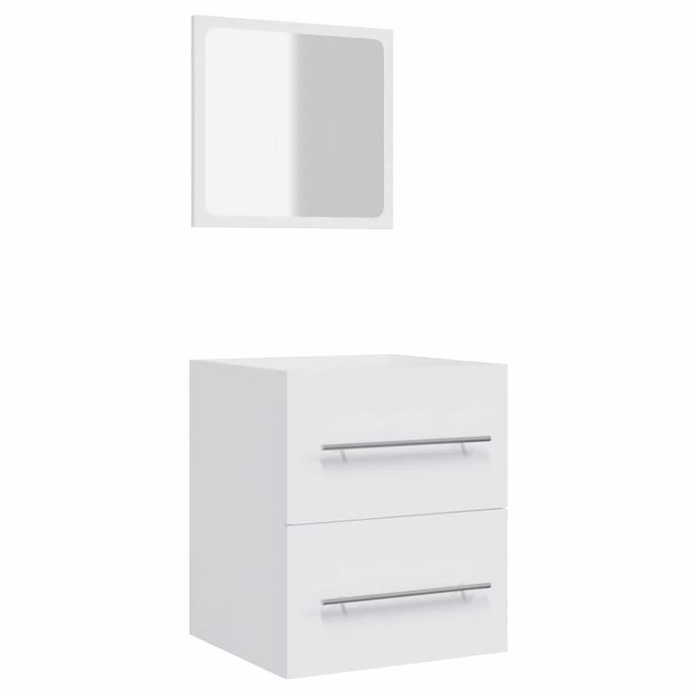 Berkfield Home Stylish White Glossy Bathroom Cabinet with Mirror, W/D/H: 41 x 38.5 x 48 cm – 2