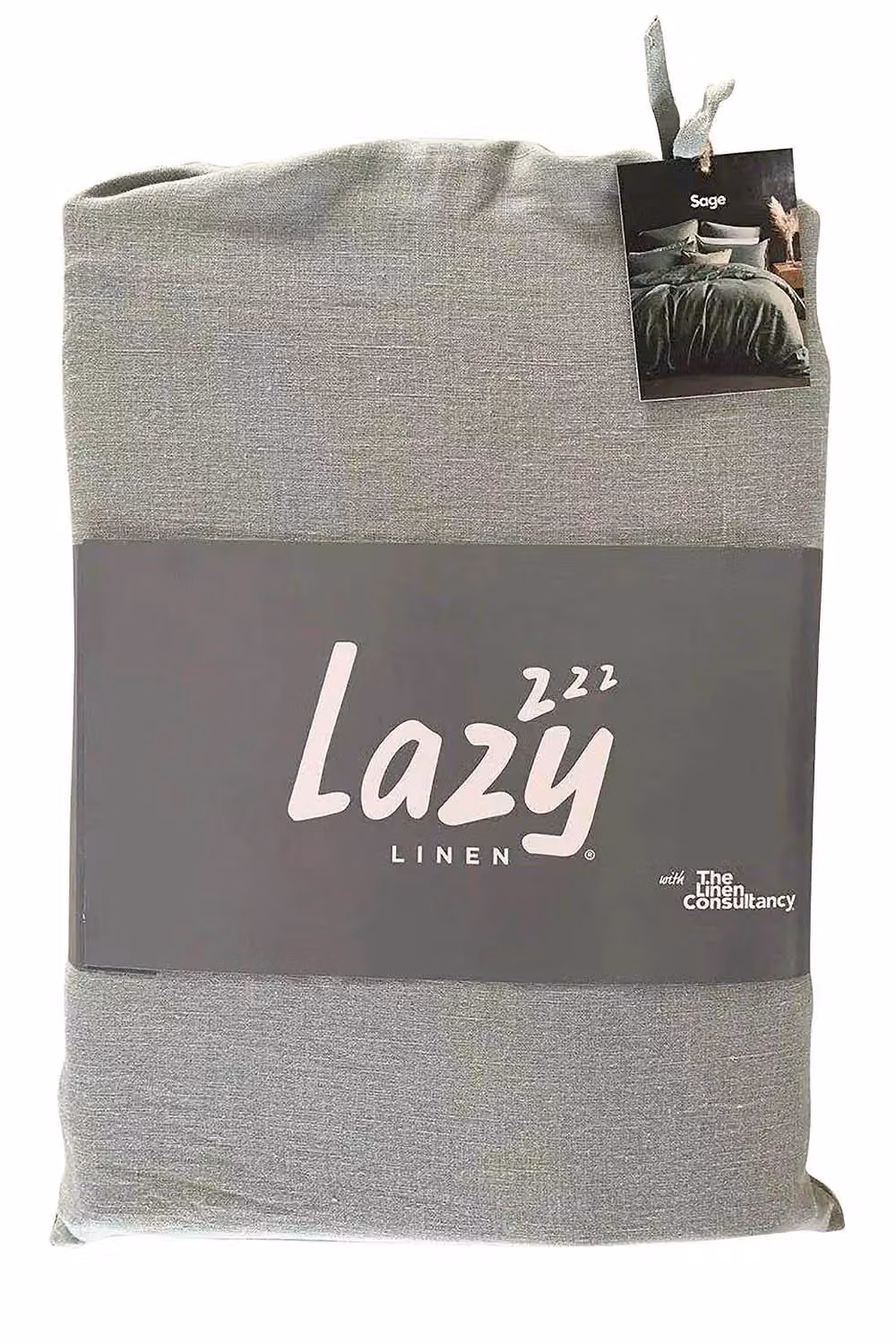 Lazy Linen Pure Washed Linen Duvet Cover in Green, Single – 2