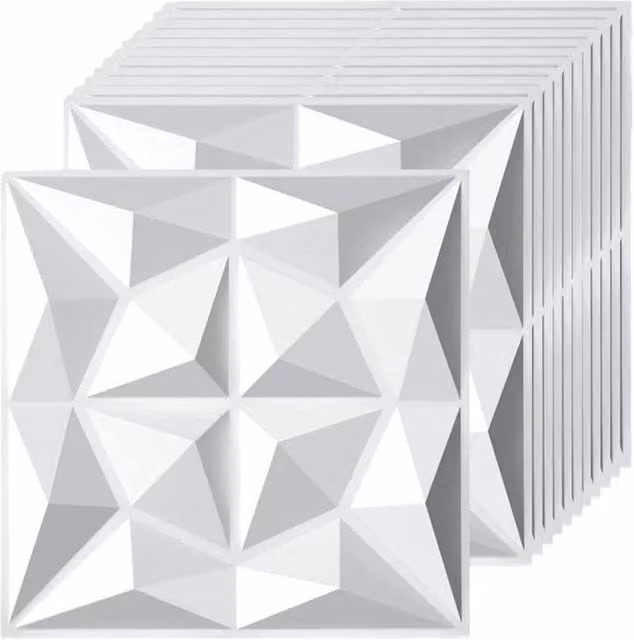 NESTLUNE 12 Pack 3D Textured Brick Wall Panels in White PVC