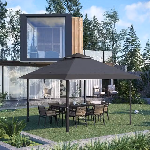 Outsunny Grey Outdoor Pop Up Canopy, W 4 m x D 4 m