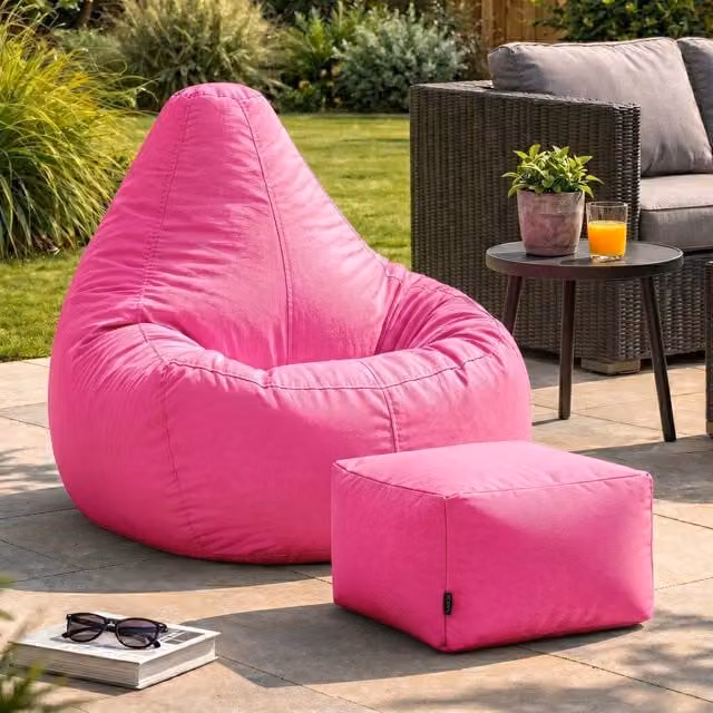 icon Gaming Recliner Indoor and Outdoor Bean Bag with Footstool in Pink – 1