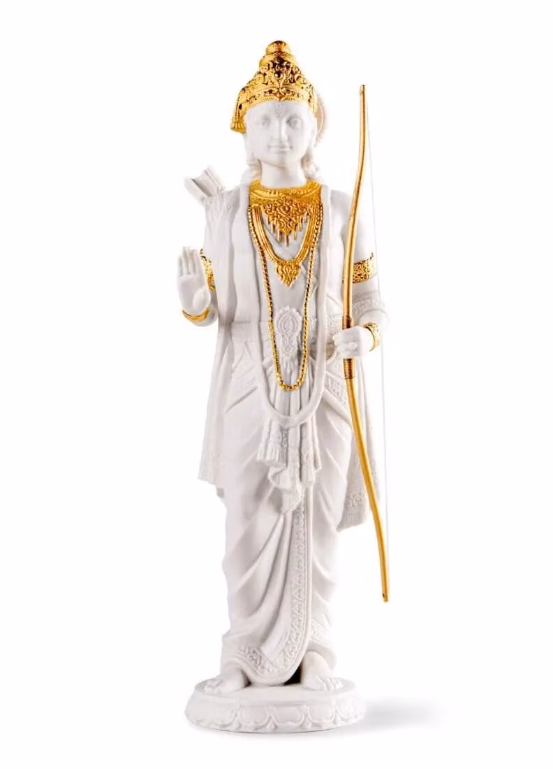 Lladró Rama Porcelain Sculpture in White and Gold Luster