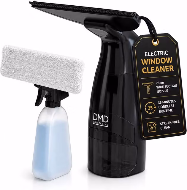DMD Collective Cordless Rechargeable Window Vacuum Cleaner in Black with 100ml Water Tank