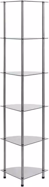 Berkfield Home 6-Tier Sturdy Shelving Unit with Transparent Tempered Glass, Clear, W/D/H: 30 x 30 x 160 cm