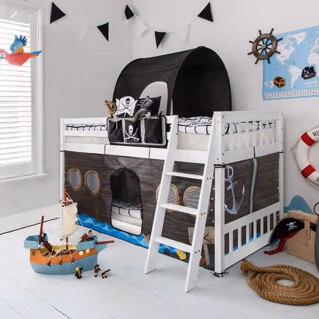 Noa and Nani Harri Low Bunk Bed in Black Solid Pine Wood