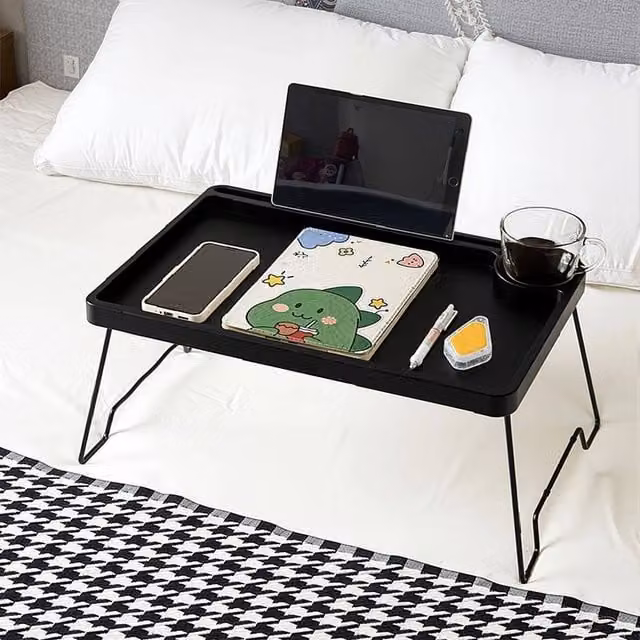 EONLION Black Rectangular Coffee Table with Folding Legs and Folding Top, Width: 100 cm – 1