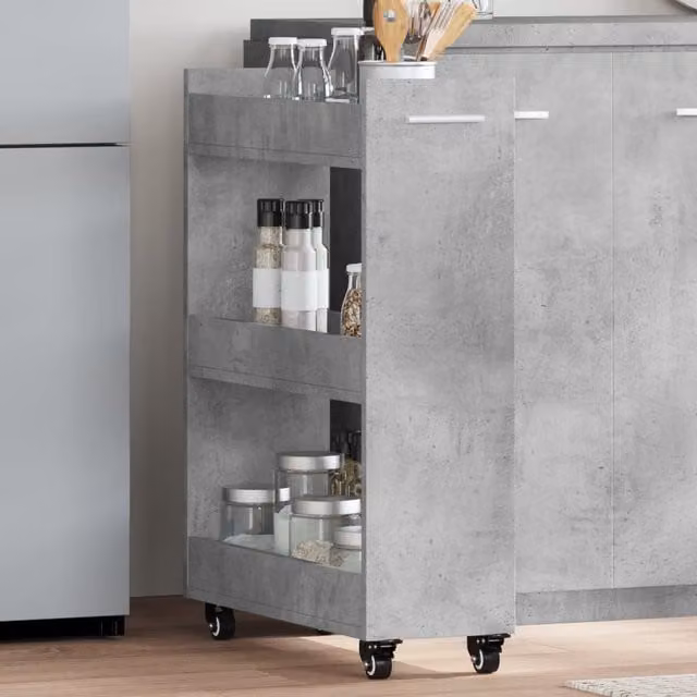 Berkfield Freestanding Home Cabinet with Wheels in Matt Grey, W/D/H: 60 x 22 x 79 cm – 1