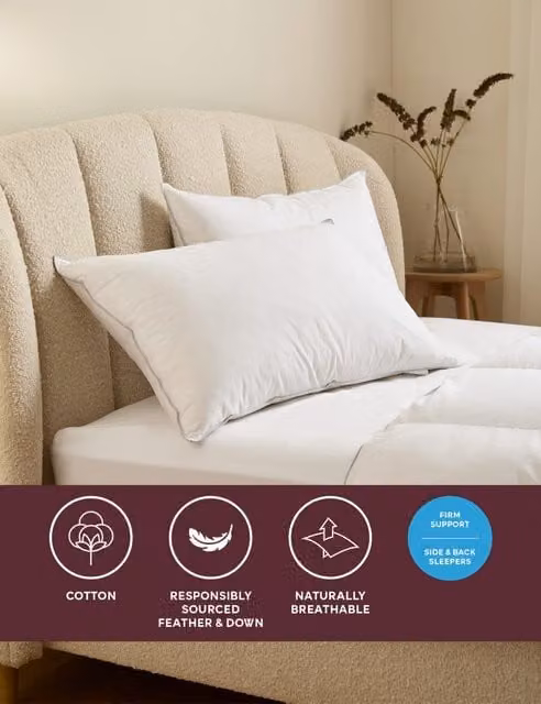 M&S 2 Pack Deluxe Hungarian Goose Feather and Down Firm Pillows in White