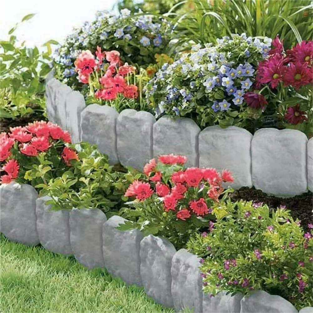 Nordara 20-Piece Grey Stone Effect Plastic Garden Lawn Border Edging – 4