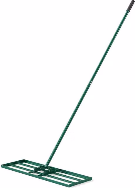Costway Heavy-Duty Metal Lawn Leveling Rake with Adjustable Handle in Green – 1