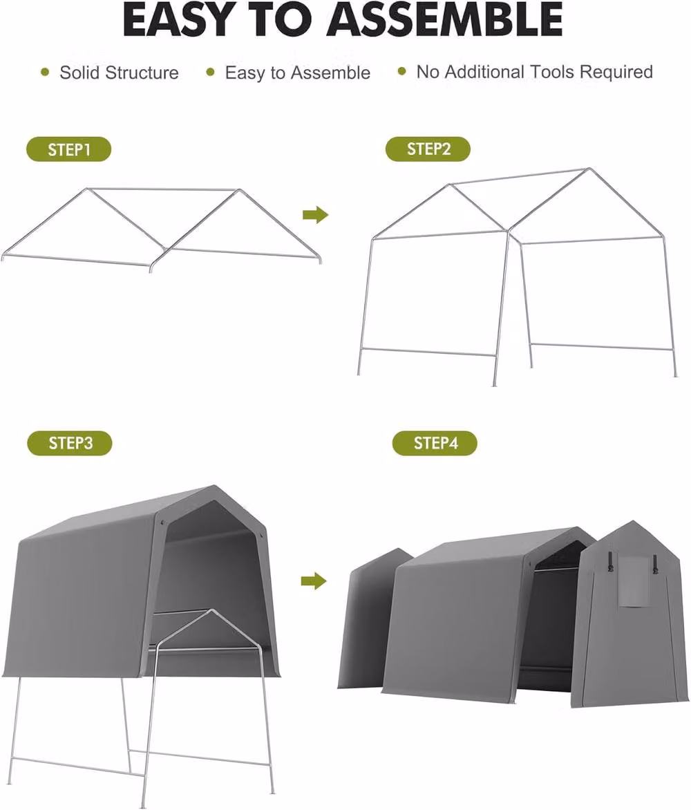 London Boutique Grey Garden Storage Shed with Roll-Up Zipper Door and Gable Roof – 3