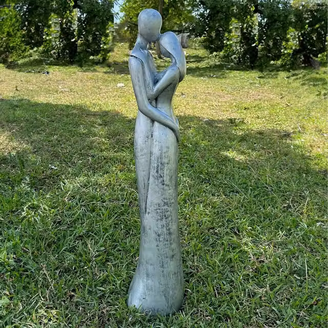 Ornate Collection Affection Couple Statue in Grey Resin