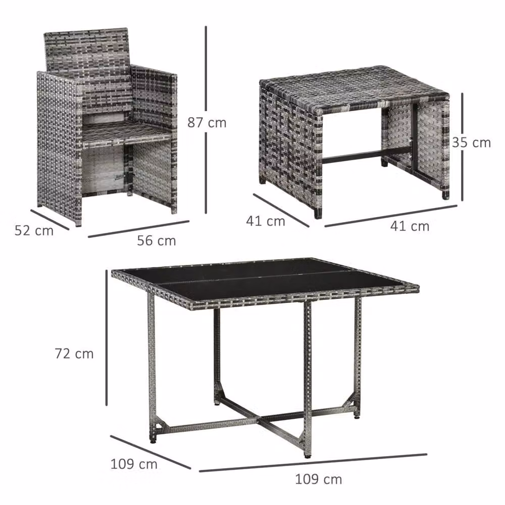 Wyld Haus Vidiva Viha 8 Seater Outdoor Dining and Seating Set in Grey Faux Rattan with Glass Top Table – 3