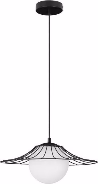Nova Luce Fly Wire Frame Pendant Ceiling Light in Matt Black Metal and Glass with E27 LED Compatibility – 1