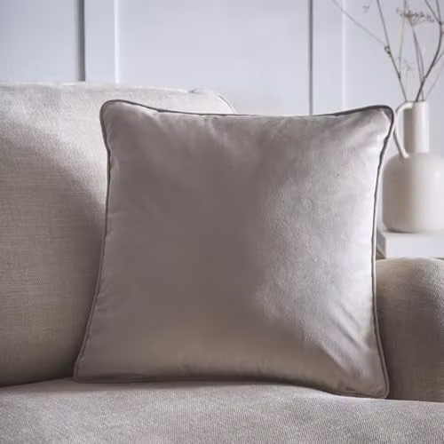 Portfolio Home Velvet Natural Filled Square Cushion in Beige, W/D/H: 45 x 45 x 45 cm