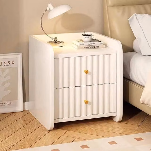 FORGEVIO 2 Drawer Wooden Bedroom Bedside Cabinet in White – 1