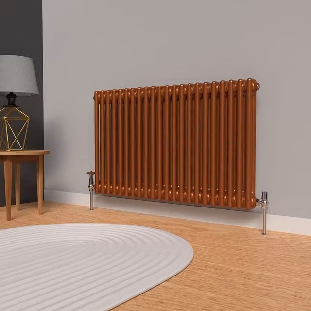 Lux Heat Horizontal Column Radiator in Metallic Copper, 2 Column, H: 60 cm x W: 101 cm