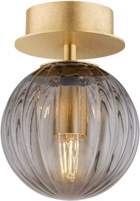 Netlighting Paloma 12cm Globe Ceiling Light in Smoky Glass and Brushed Gold Brass – 1