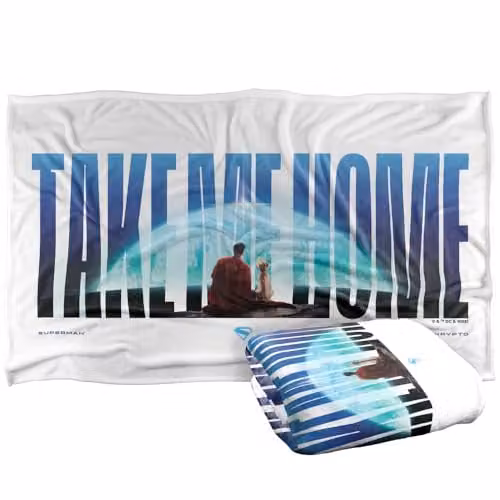Warner Bros. Superman 2025 Movie Take Me Home Words Super Soft Fleece Throw Blanket, Multicolour, W: 91 cm, D: 147 cm