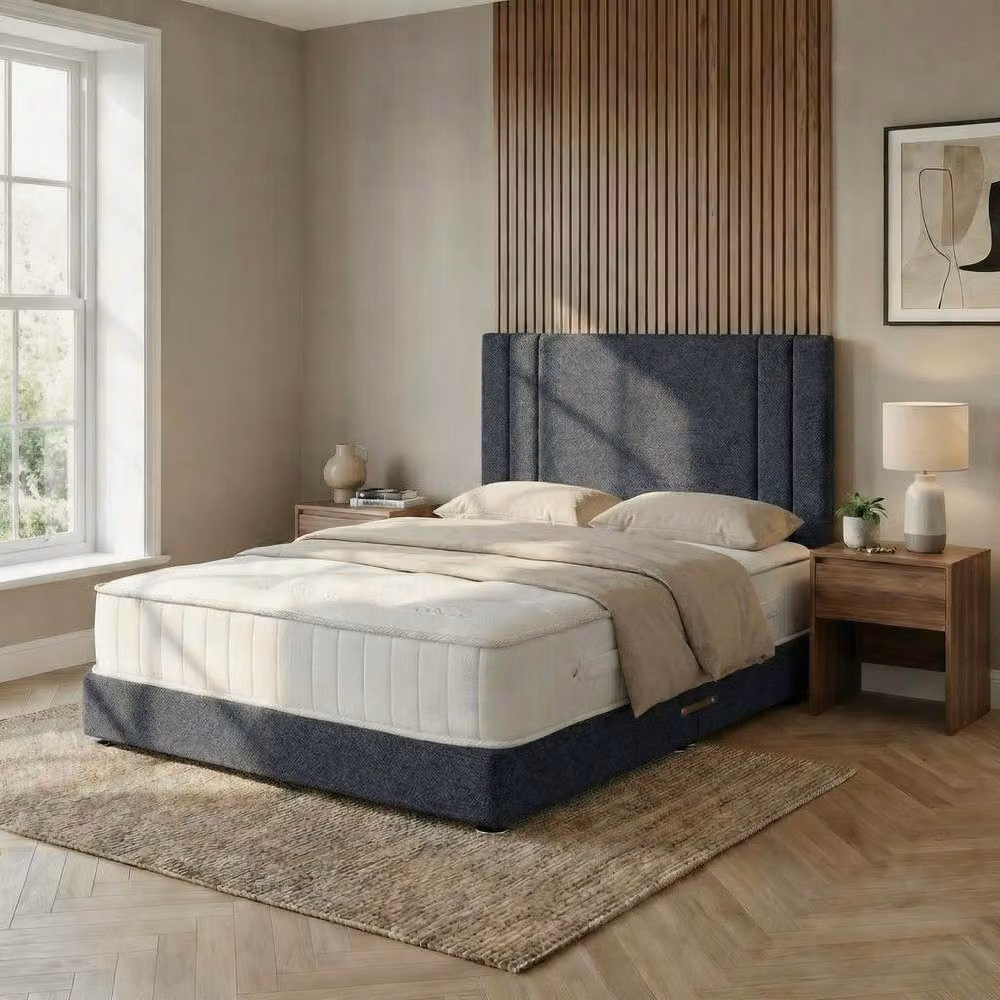 DS Living Velora Modern Upholstered Fabric Divan Bed Frame in Grey, W/D/H: 90 x 200 cm – 3