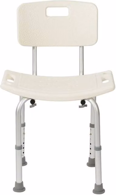 FORGEVIO White Shower Chair and Bath Bench Seat with Drainage Seat and Height Adjustable Non-Slip Legs