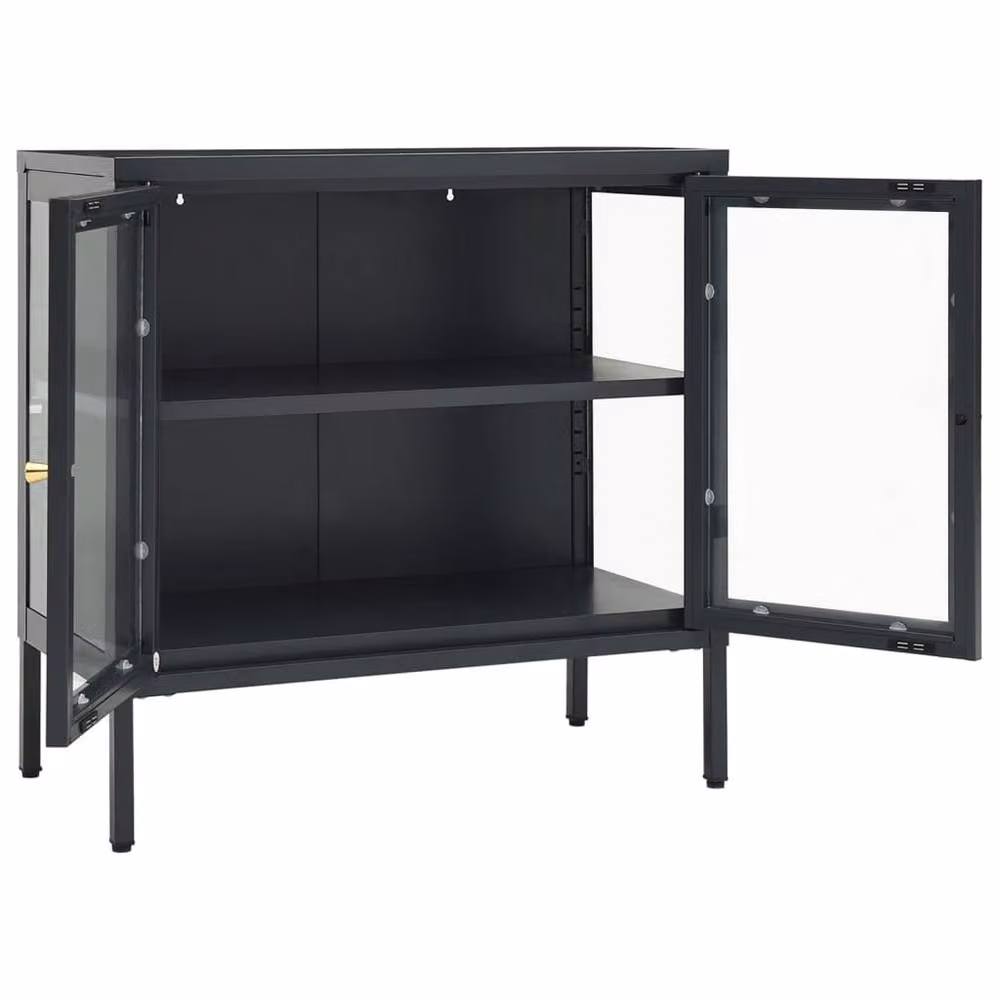 Berkfield Home Anthracite Sideboard in Black Steel and Glass, W/D/H: 70 x 35 x 70 cm – 3