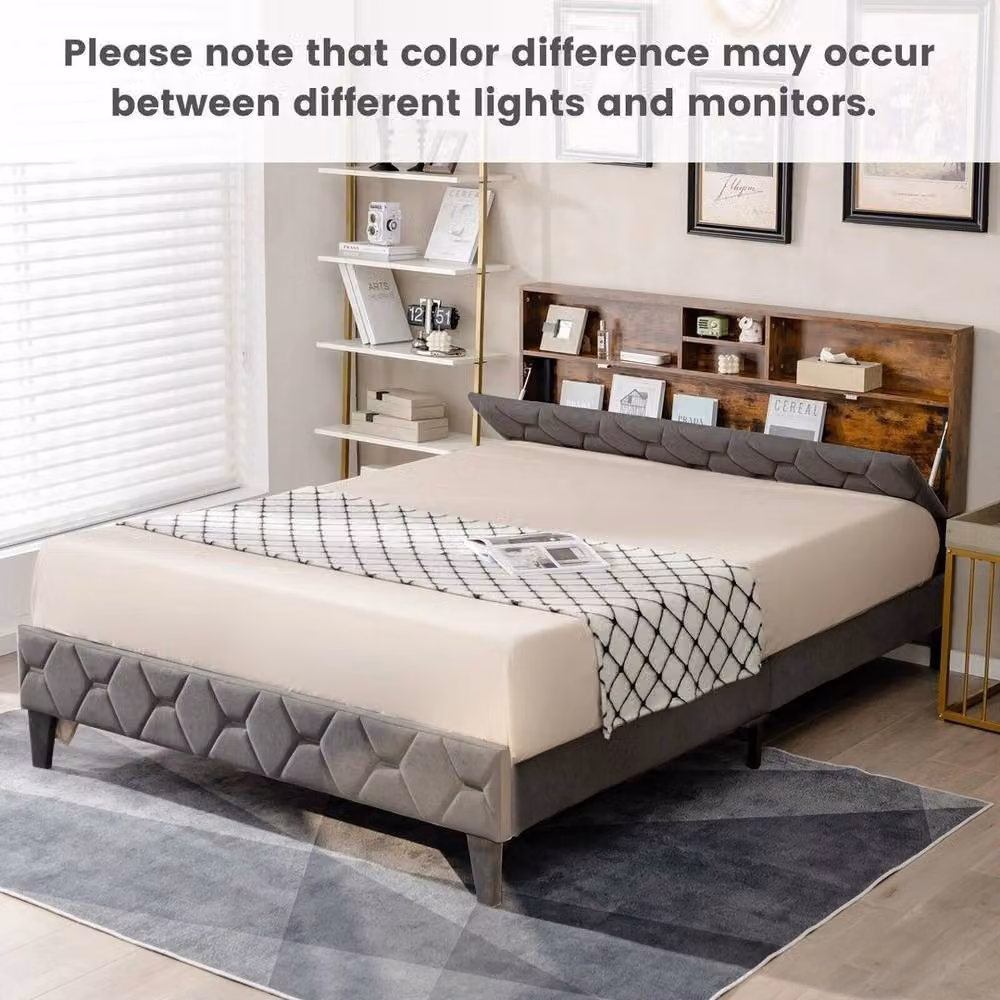 FORGEVIO Upholstered Velvet Platform Bed Frame with Lift Up Base in Grey, Size: Cot, W/D/H: 120 x 60 x 30 cm – 5