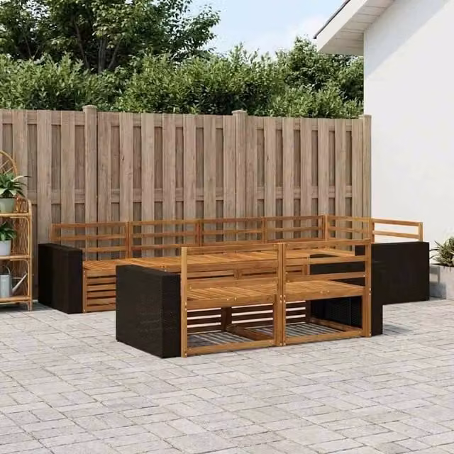 Berkfield Home 7 Piece Outdoor Sofa Set in Brown Wood