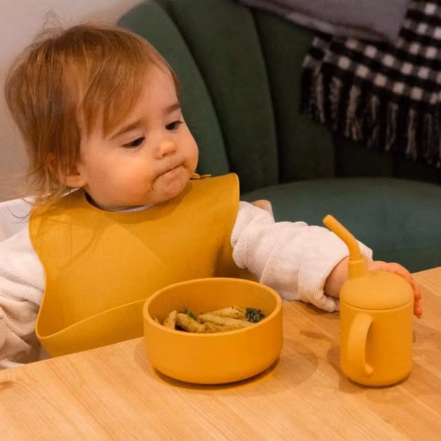 Tiny Dining 4-Piece Baby Silicone Suction Weaning Set in Yellow