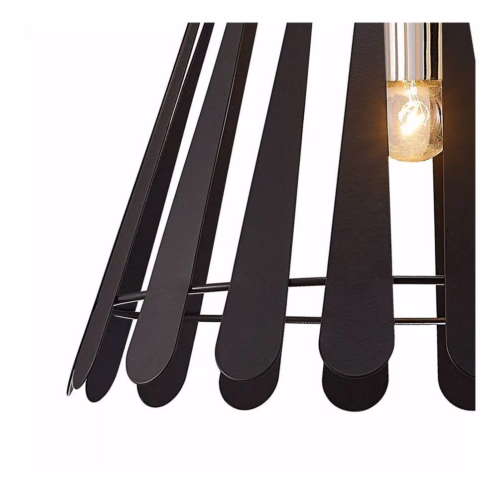 Netlighting Somerset Dome Ceiling Pendant, Black and Polished Chrome, E27, Height Adjustable – 3