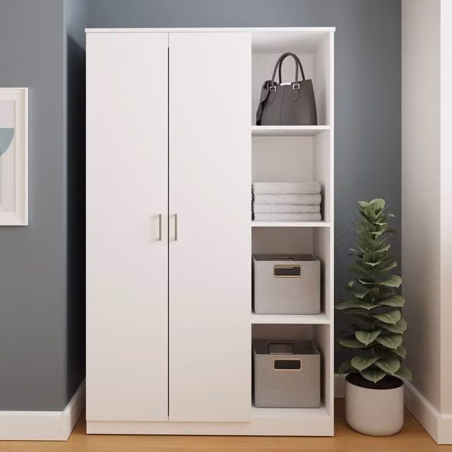 GFW Bailey White Matt 2 Door Freestanding Wardrobe with Internal Shelves
