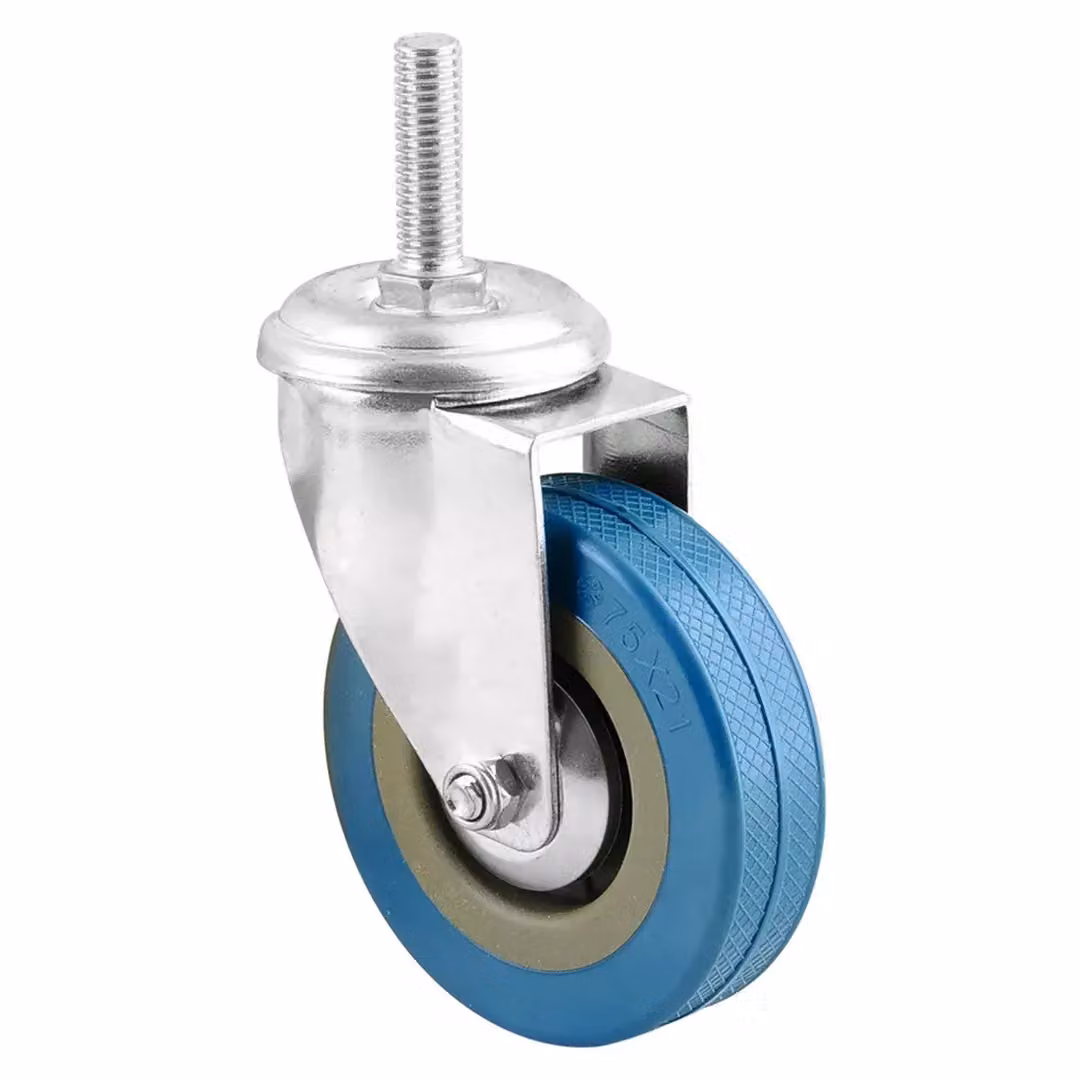 SPETLEK Blue and Silver Rubber Swivel Castor Wheels for Furniture, 4 x 100mm, 500kg Capacity – 2