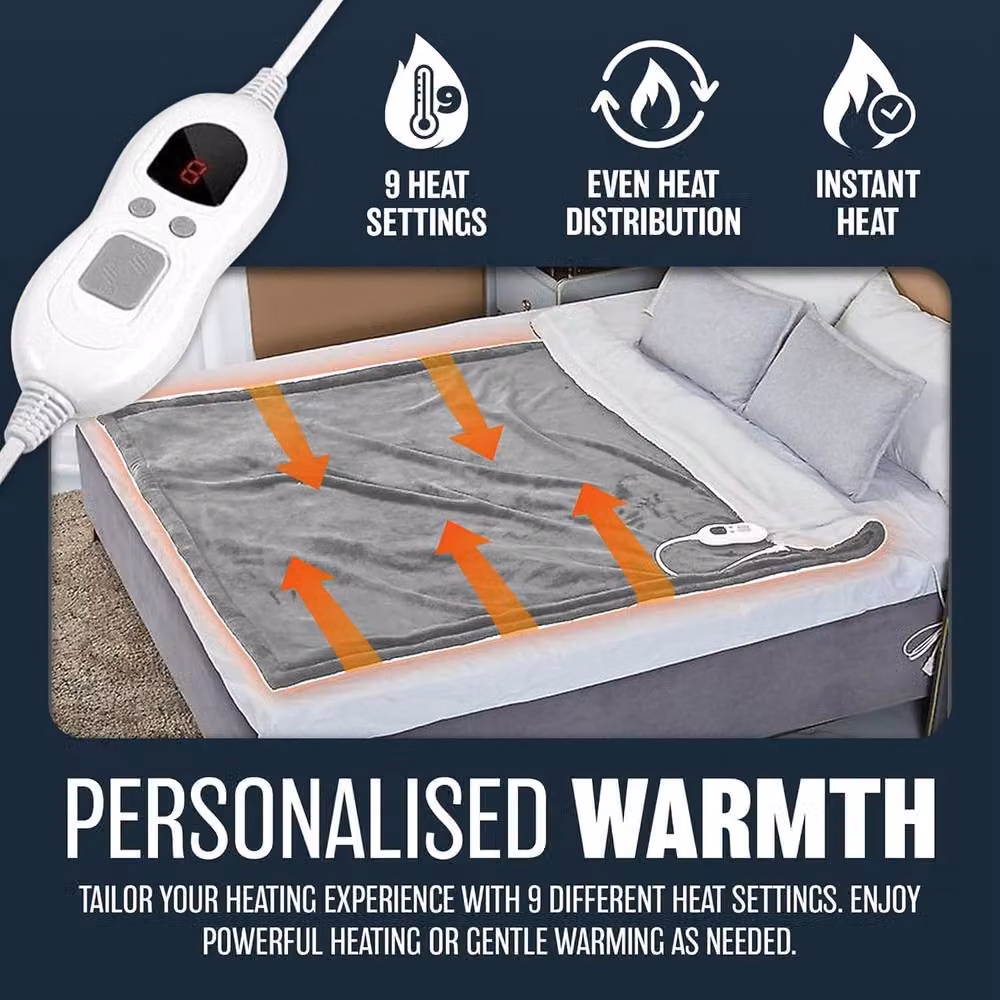 BARGAINS-GALORE Extra Large Plush Electric Heated Blanket Throw in Dark Grey, W: 130 cm, L: 180 cm – 5