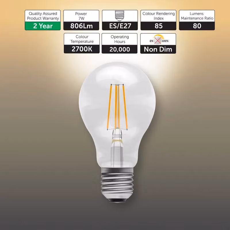 BELL Lighting E27 Filament LED Globe Bulbs, Warm White, 7W, Pack of 3 – 2