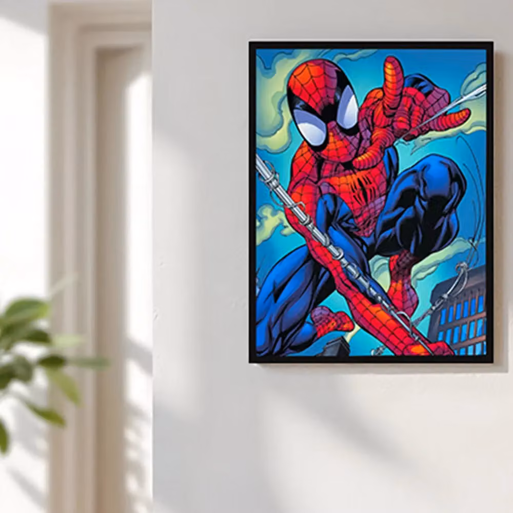 Menkind Marvel Comics Spider-Man LED Light Up Multicolour Canvas Wall Art W: 30 cm, H: 40 cm – 5