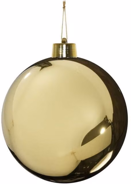 KDMD Gold Shiny Shatterproof Round Christmas Bauble in Light Sand, Diameter: 20 cm