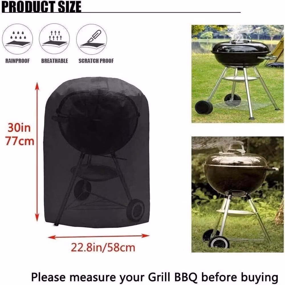 FLAVORA Heavy Duty Waterproof Round BBQ Cover in Black – 2