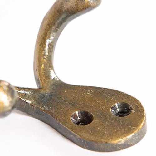 Hammer and Tongs Gold Brass and Iron Wall Mounted Double Coat Hook W: 70 mm, H: 50 mm – 2